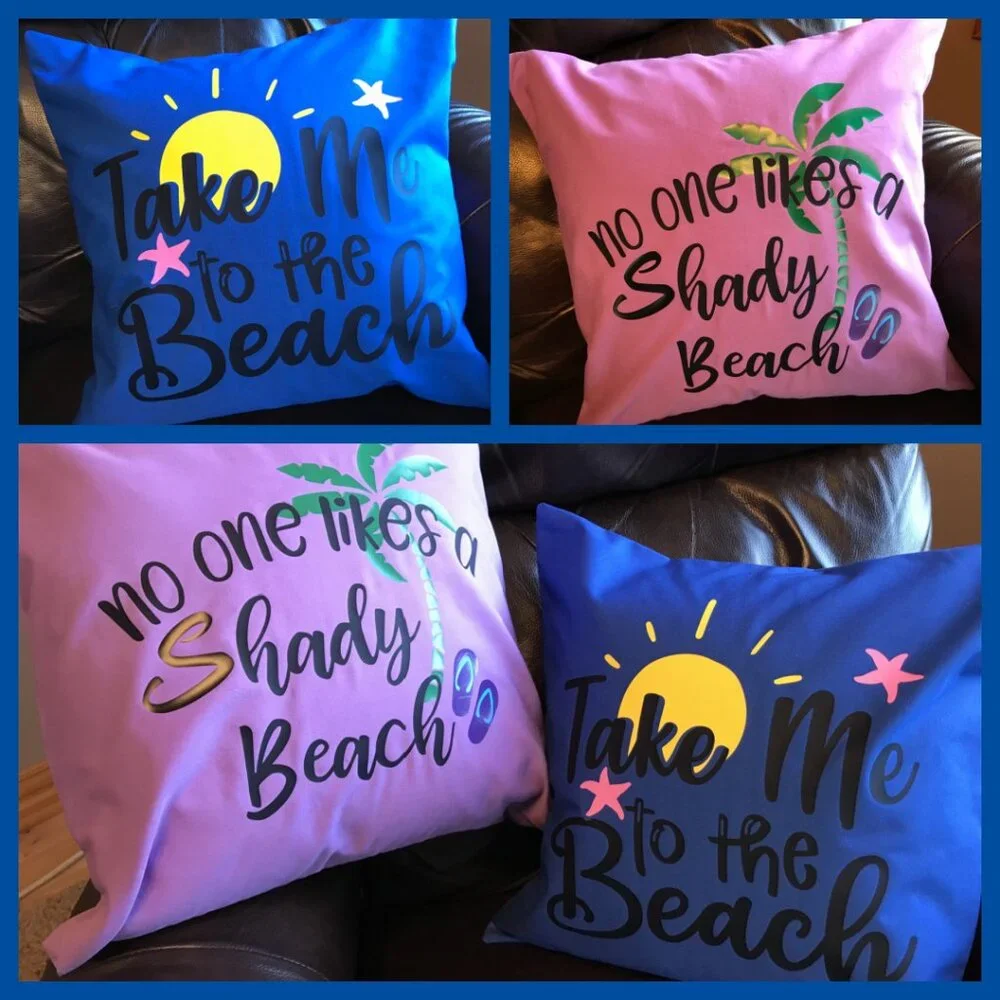 Handmade Beach Pillow Cover, Whimsical Ocean Décor Eco Friendly 18 x 18 inches